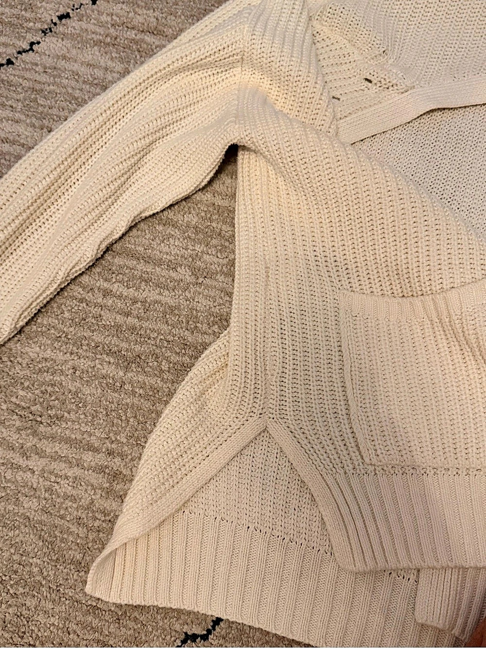 American Eagle Open-Front Chunky Knit Cardigan in Cream - Medium - Picture 5 of 6